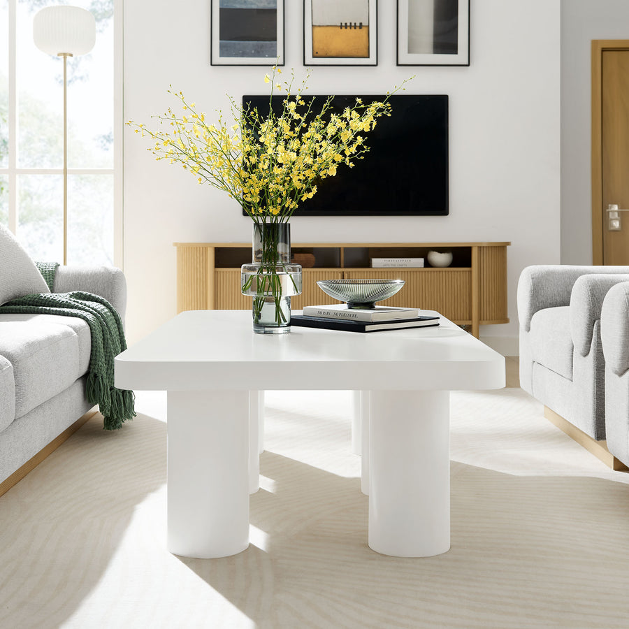 Coralie 54" Rectangular Coffee Table in White