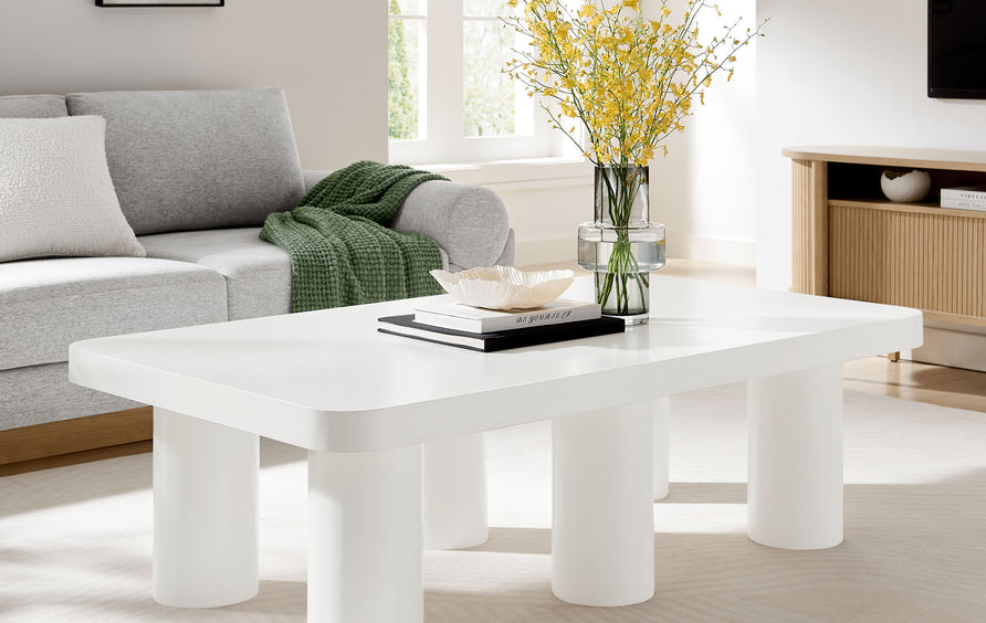 Coralie 54" Rectangular Coffee Table in White