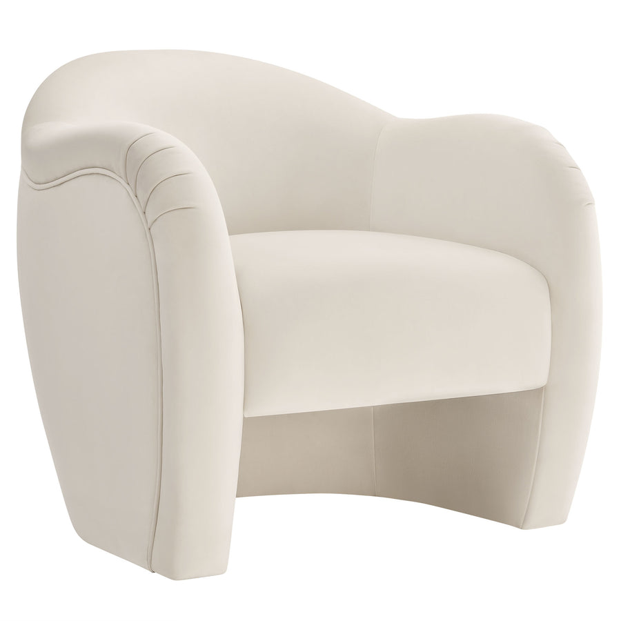 Linus Performance Velvet Accent Chair in Alabaster