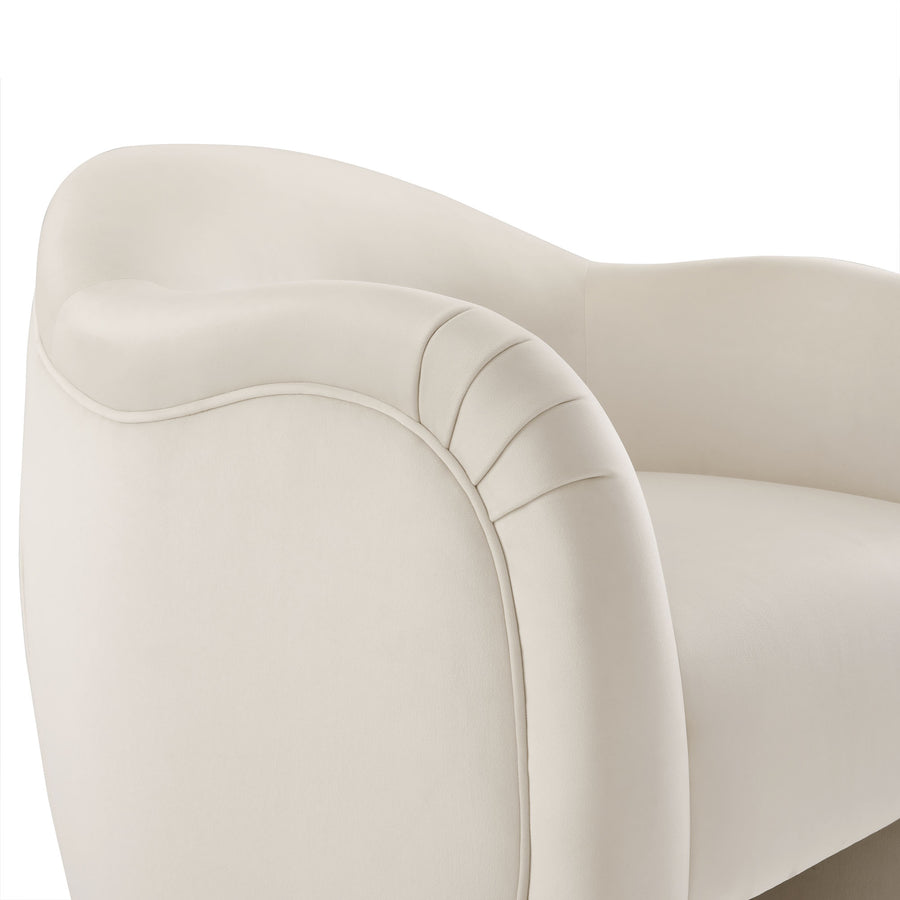 Linus Performance Velvet Accent Chair in Alabaster