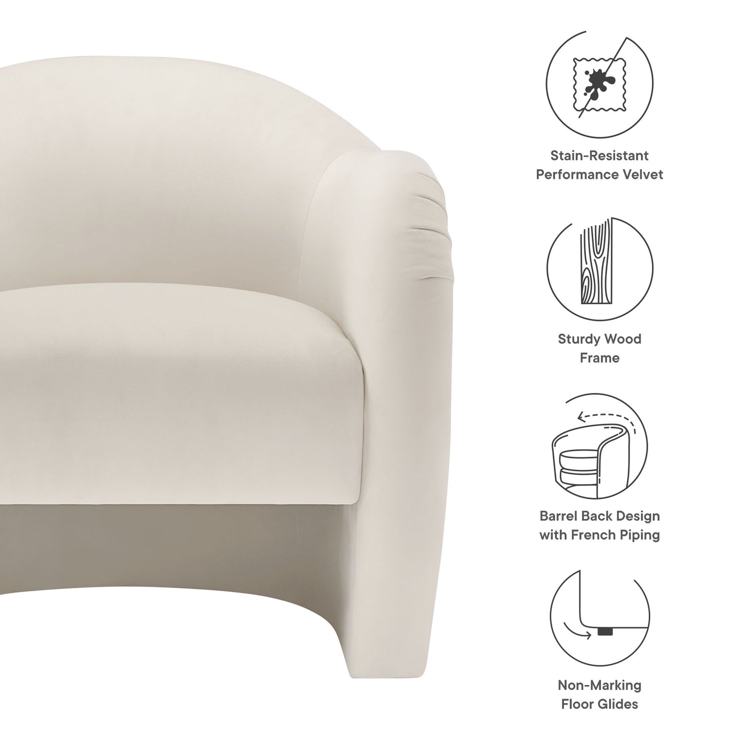 Compose Performance Velvet Accent Chair by Furniture For America
