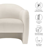 Linus Performance Velvet Accent Chair in Alabaster