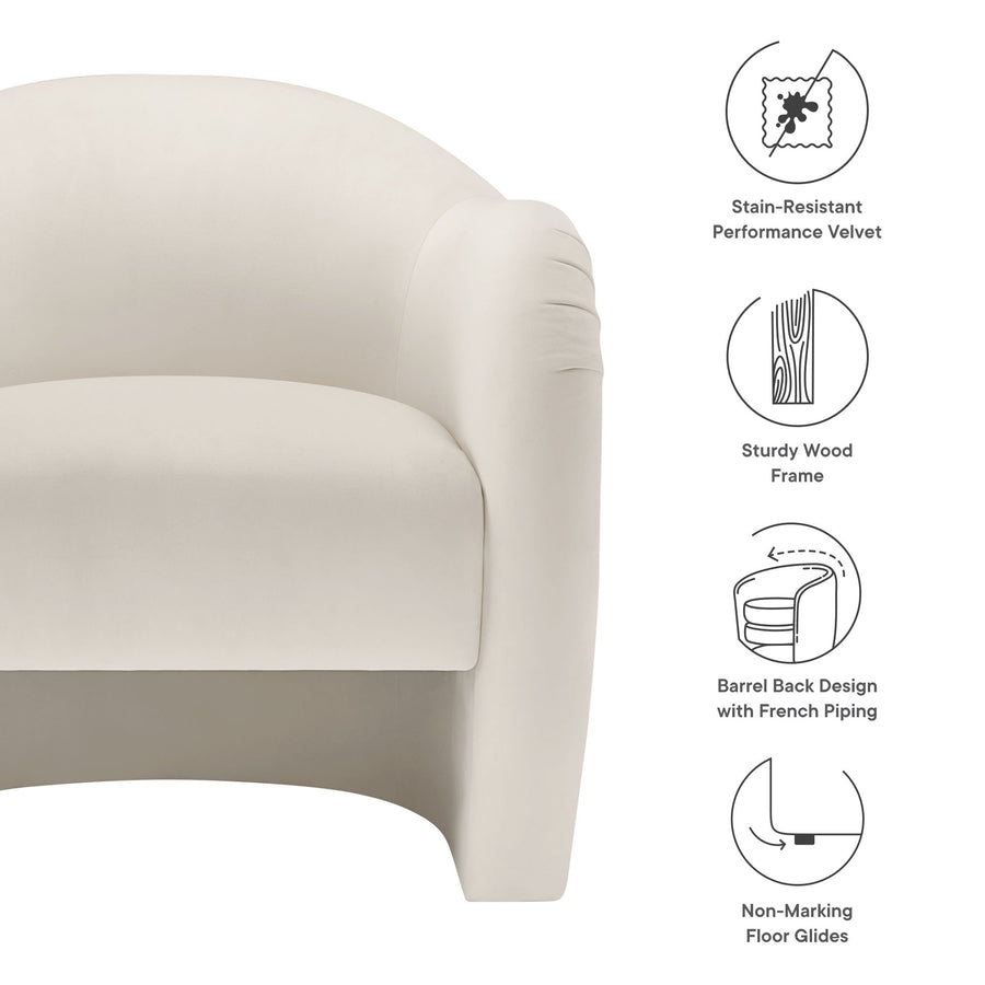 Linus Performance Velvet Accent Chair in Alabaster