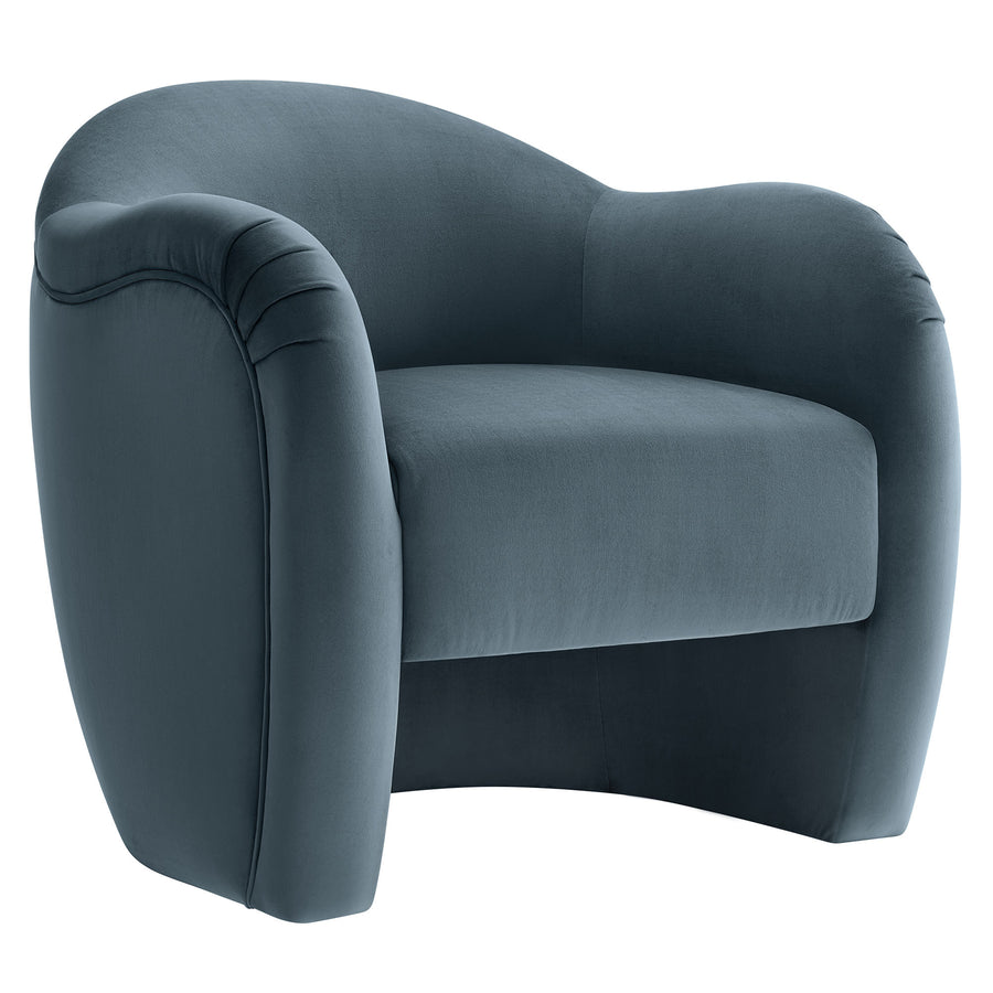 Linus Performance Velvet Accent Chair in Cadet Blue