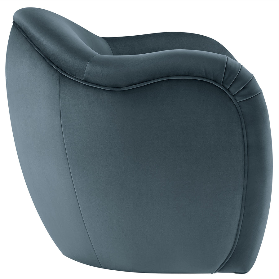 Linus Performance Velvet Accent Chair in Cadet Blue