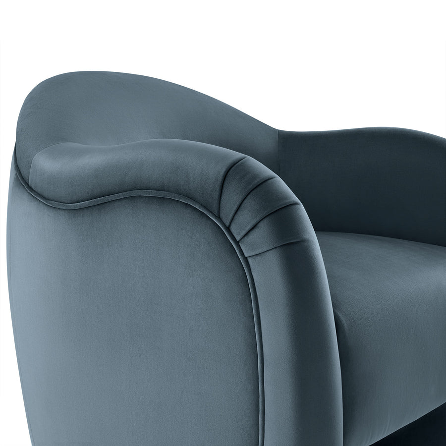 Linus Performance Velvet Accent Chair in Cadet Blue