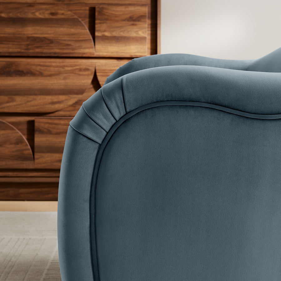 Linus Performance Velvet Accent Chair in Cadet Blue