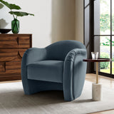 Linus Performance Velvet Accent Chair in Cadet Blue