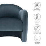 Linus Performance Velvet Accent Chair in Cadet Blue