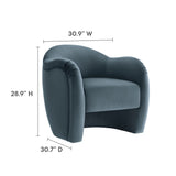 Linus Performance Velvet Accent Chair in Cadet Blue
