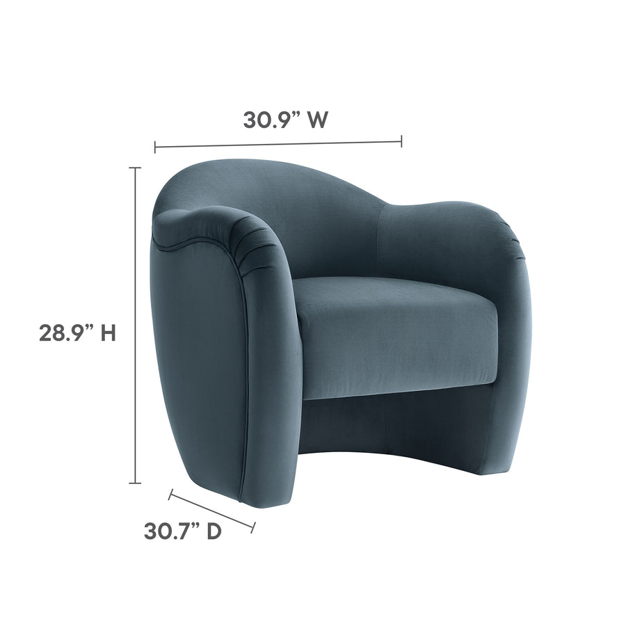 Linus Performance Velvet Accent Chair in Cadet Blue