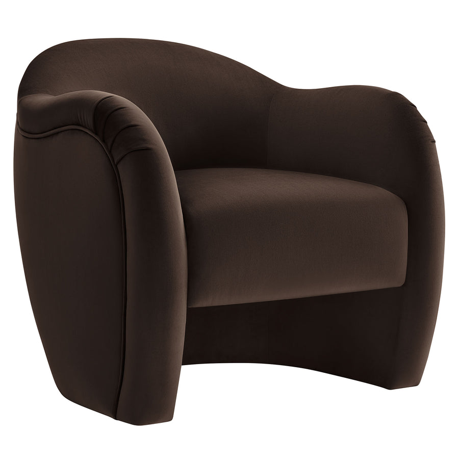 Linus Performance Velvet Accent Chair in Chocolate Brown
