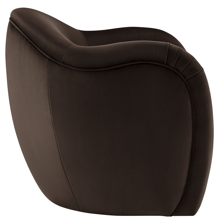 Linus Performance Velvet Accent Chair in Chocolate Brown
