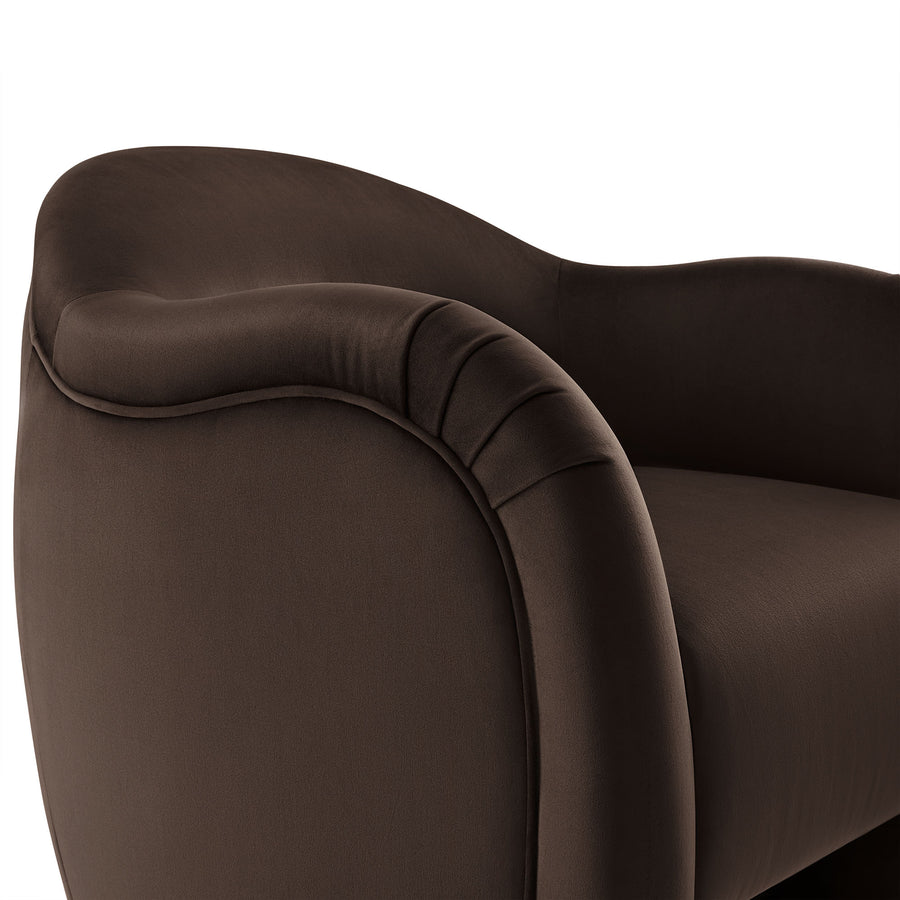 Linus Performance Velvet Accent Chair in Chocolate Brown