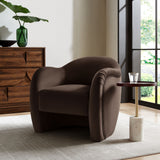 Linus Performance Velvet Accent Chair in Chocolate Brown