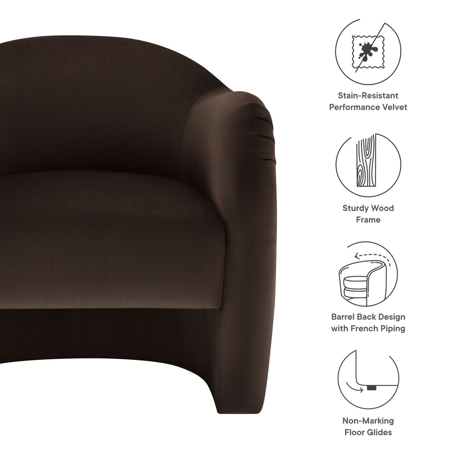 Linus Performance Velvet Accent Chair in Chocolate Brown
