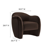 Linus Performance Velvet Accent Chair in Chocolate Brown