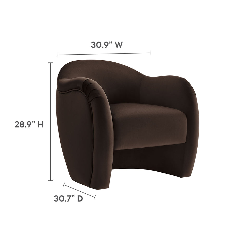 Linus Performance Velvet Accent Chair in Chocolate Brown