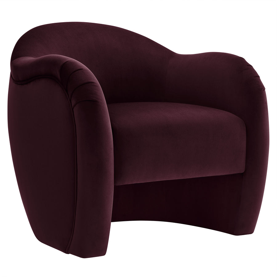 Linus Performance Velvet Accent Chair in Mulberry