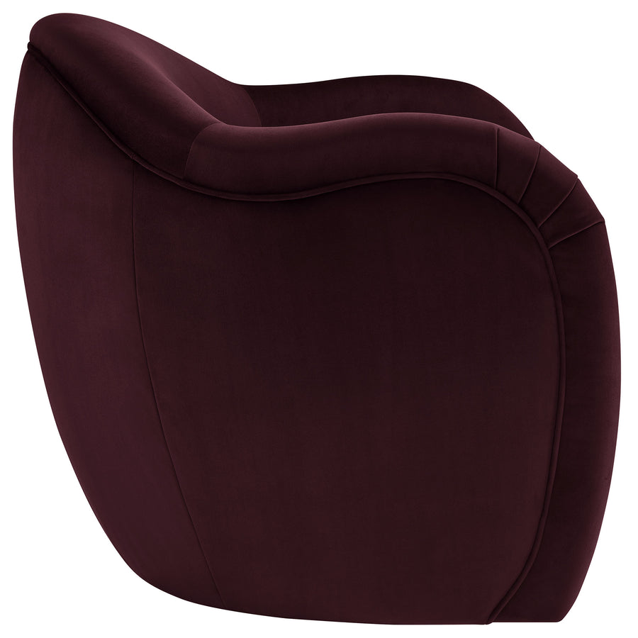 Linus Performance Velvet Accent Chair in Mulberry