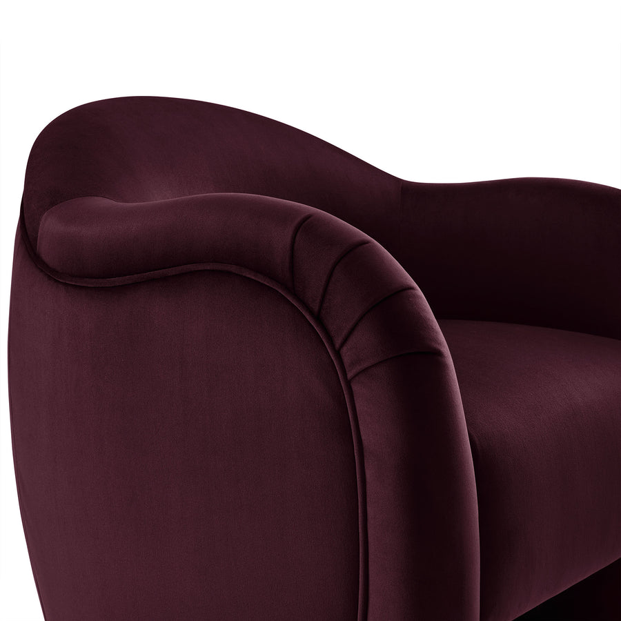 Linus Performance Velvet Accent Chair in Mulberry