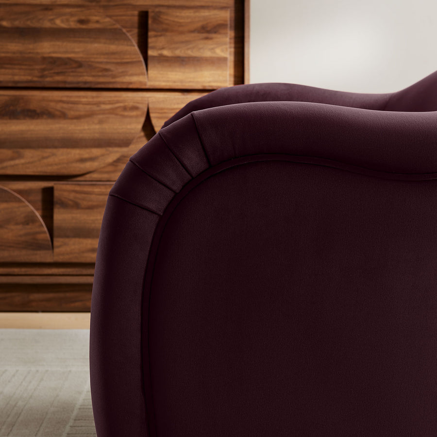 Linus Performance Velvet Accent Chair in Mulberry