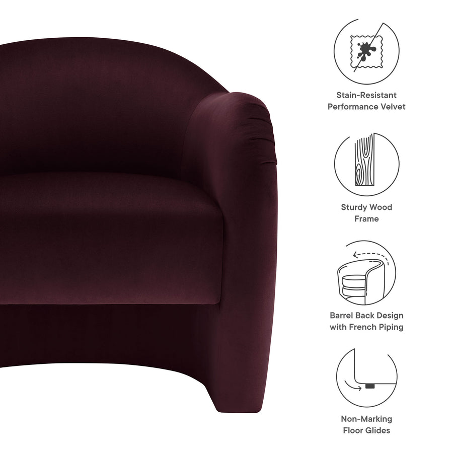 Linus Performance Velvet Accent Chair in Mulberry