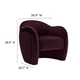Linus Performance Velvet Accent Chair in Mulberry