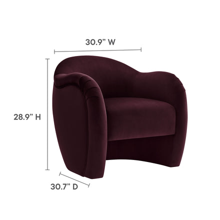 Compose Performance Velvet Accent Chair in Mulberry