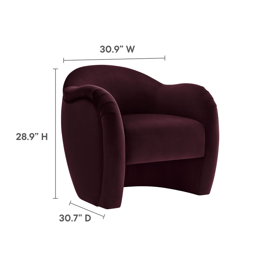 Linus Performance Velvet Accent Chair in Mulberry