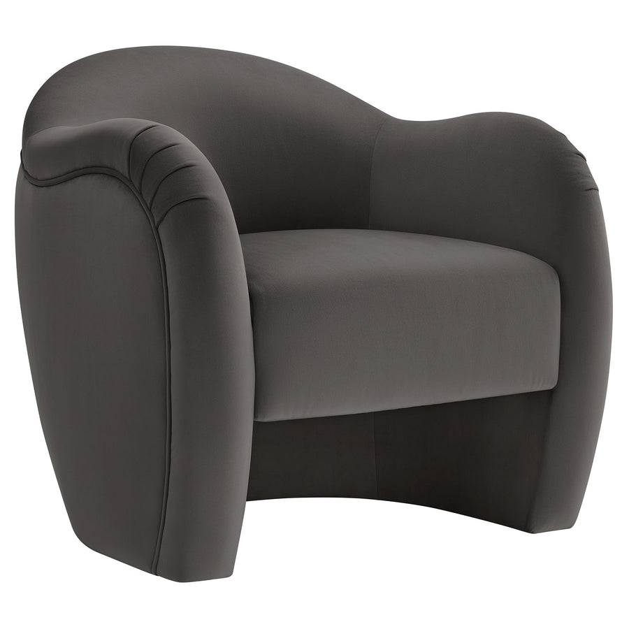 Linus Performance Velvet Accent Chair in Storm Gray