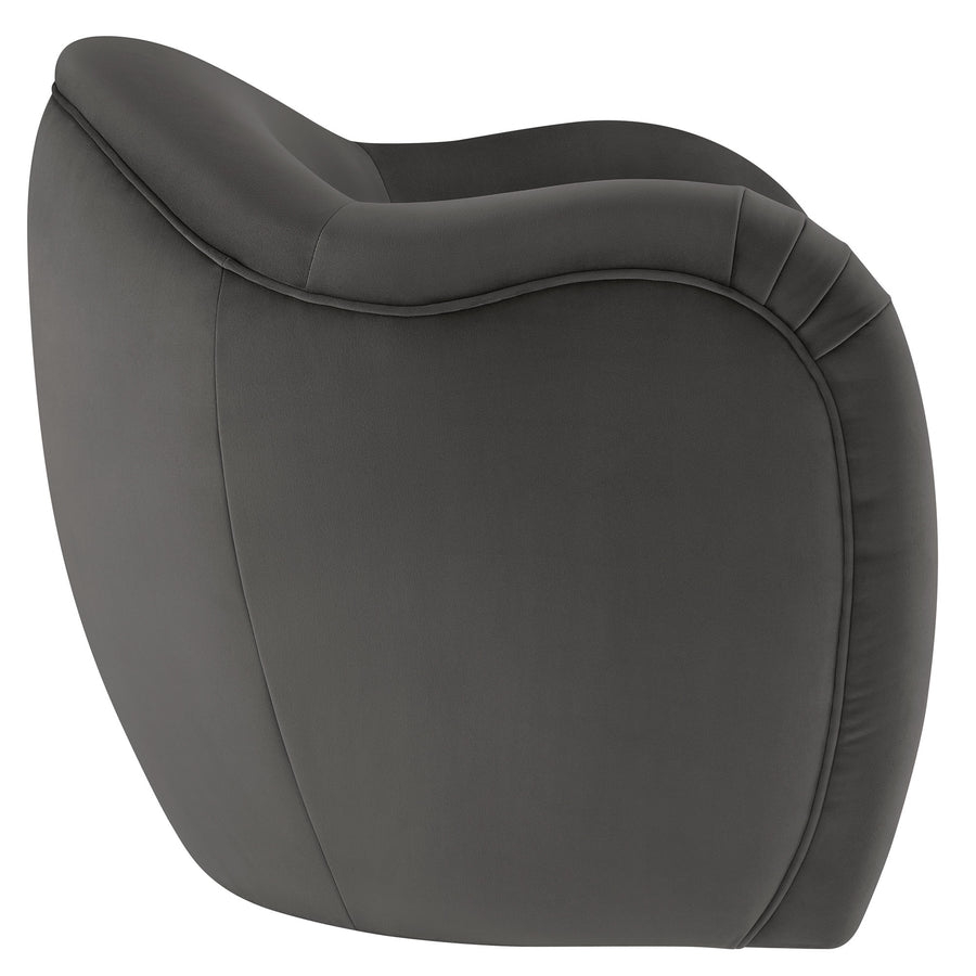 Linus Performance Velvet Accent Chair in Storm Gray