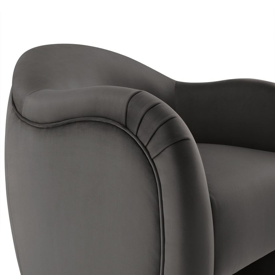 Linus Performance Velvet Accent Chair in Storm Gray