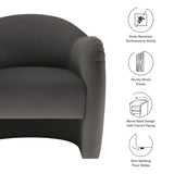 Linus Performance Velvet Accent Chair in Storm Gray