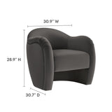 Linus Performance Velvet Accent Chair in Storm Gray