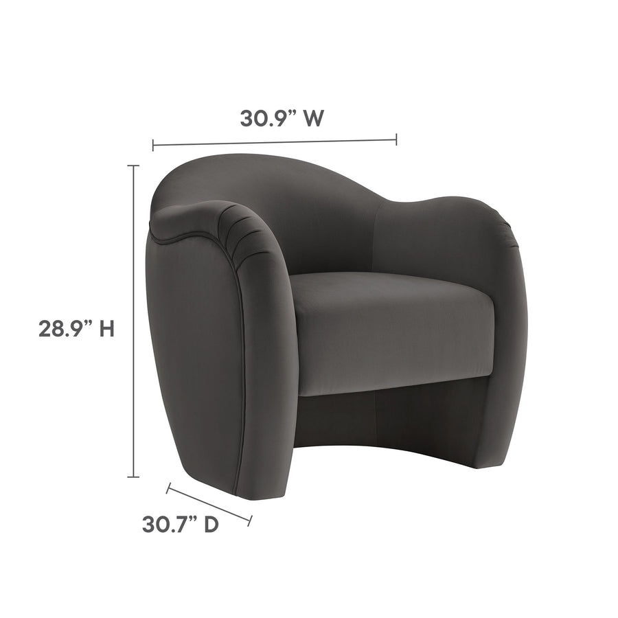 Linus Performance Velvet Accent Chair in Storm Gray