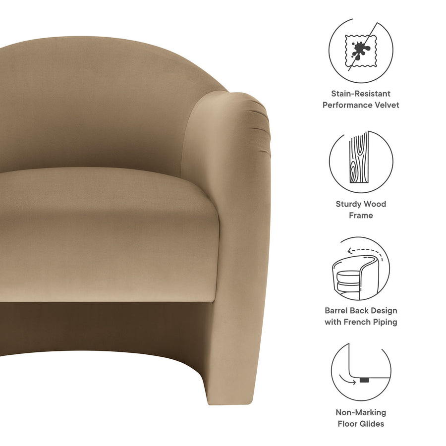 Linus Performance Velvet Accent Chair in Taupe