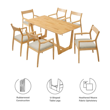 Solara 7-Piece Wood Dining Set with Fabric Upholstered Armchairs by Furniture For America