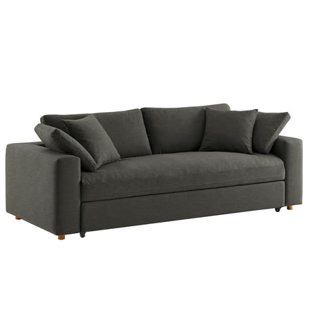 Commix Down Filled Overstuffed Sleeper Sofa in Gray