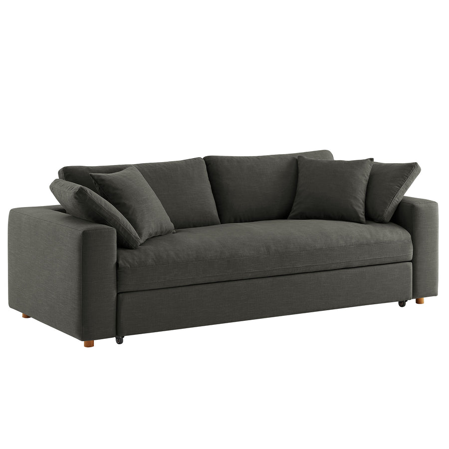 Linden Down Filled Overstuffed Sleeper Sofa in Gray