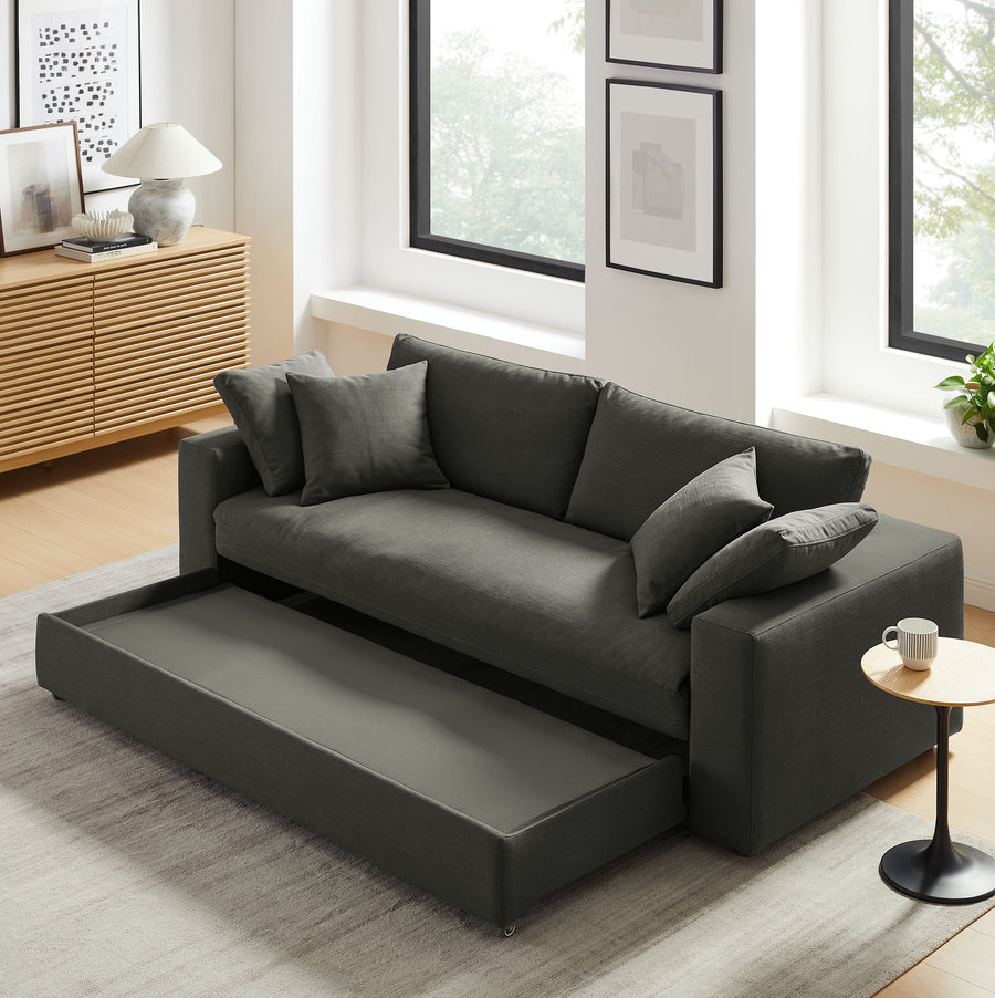 Linden Down Filled Overstuffed Sleeper Sofa in Gray