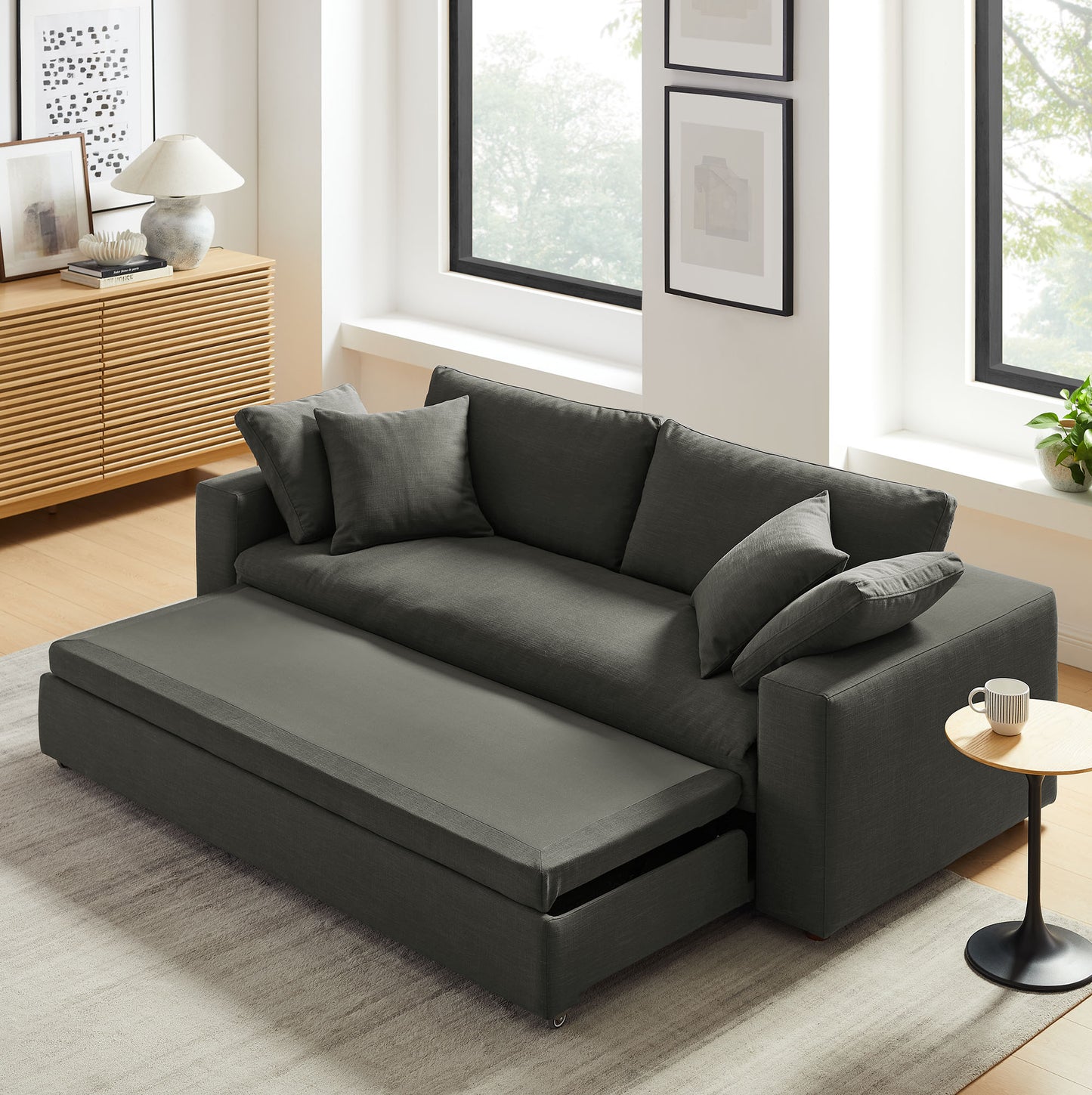 Commix Down Filled Overstuffed Sleeper Sofa by Furniture For America