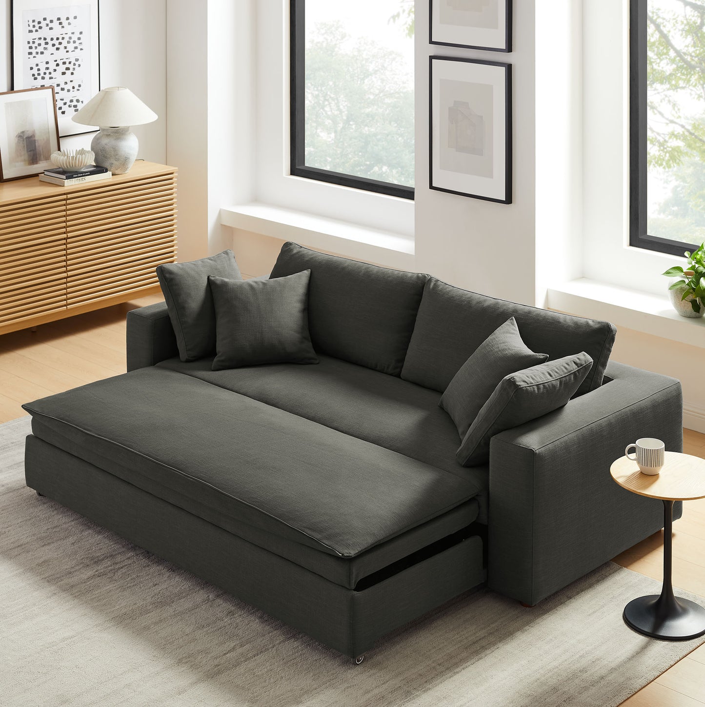 Commix Down Filled Overstuffed Sleeper Sofa by Furniture For America