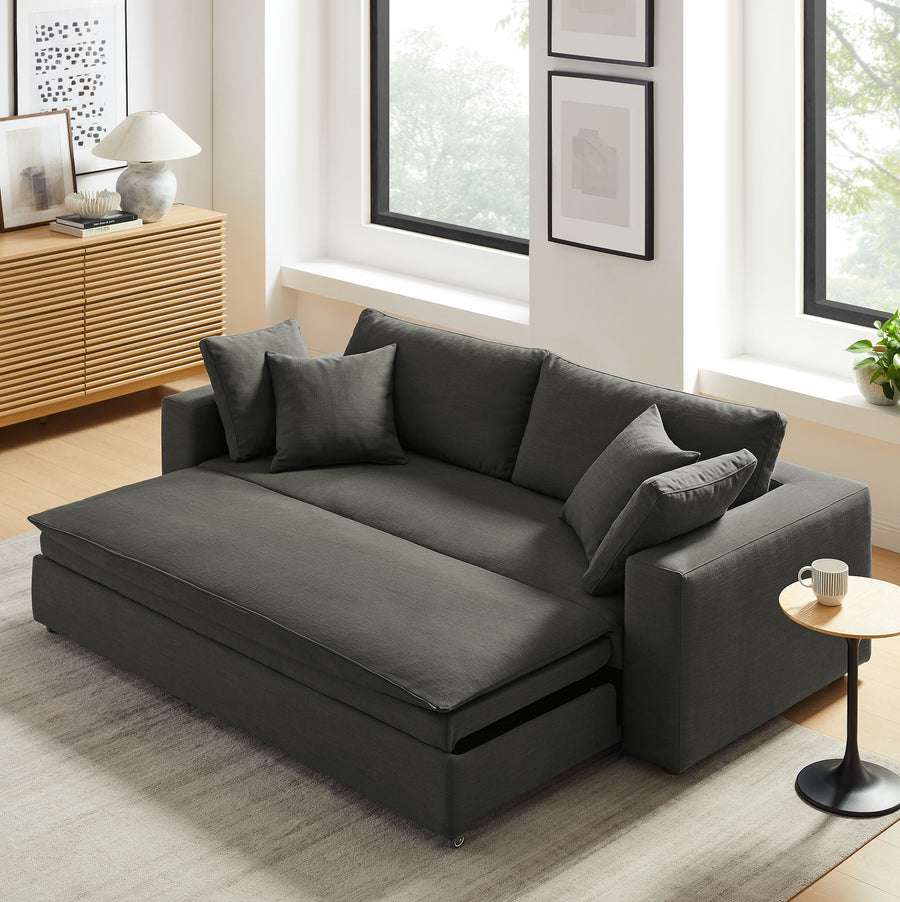 Linden Down Filled Overstuffed Sleeper Sofa in Gray