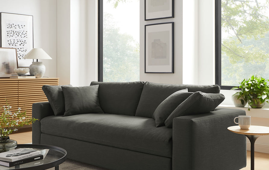 Linden Down Filled Overstuffed Sleeper Sofa in Gray