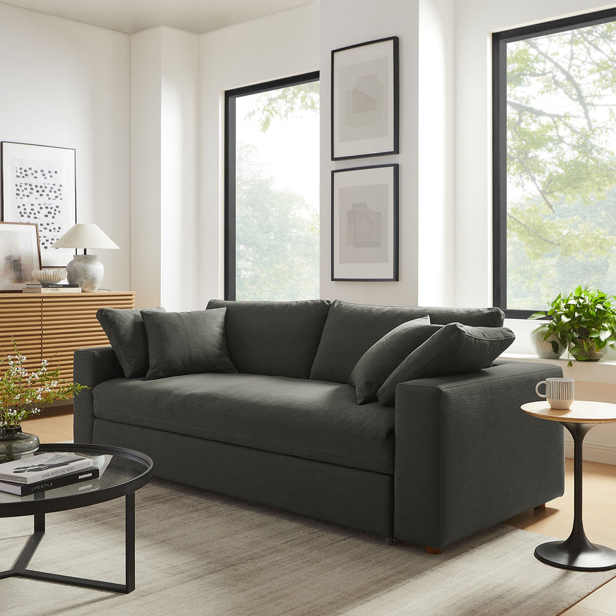 Linden Down Filled Overstuffed Sleeper Sofa in Gray