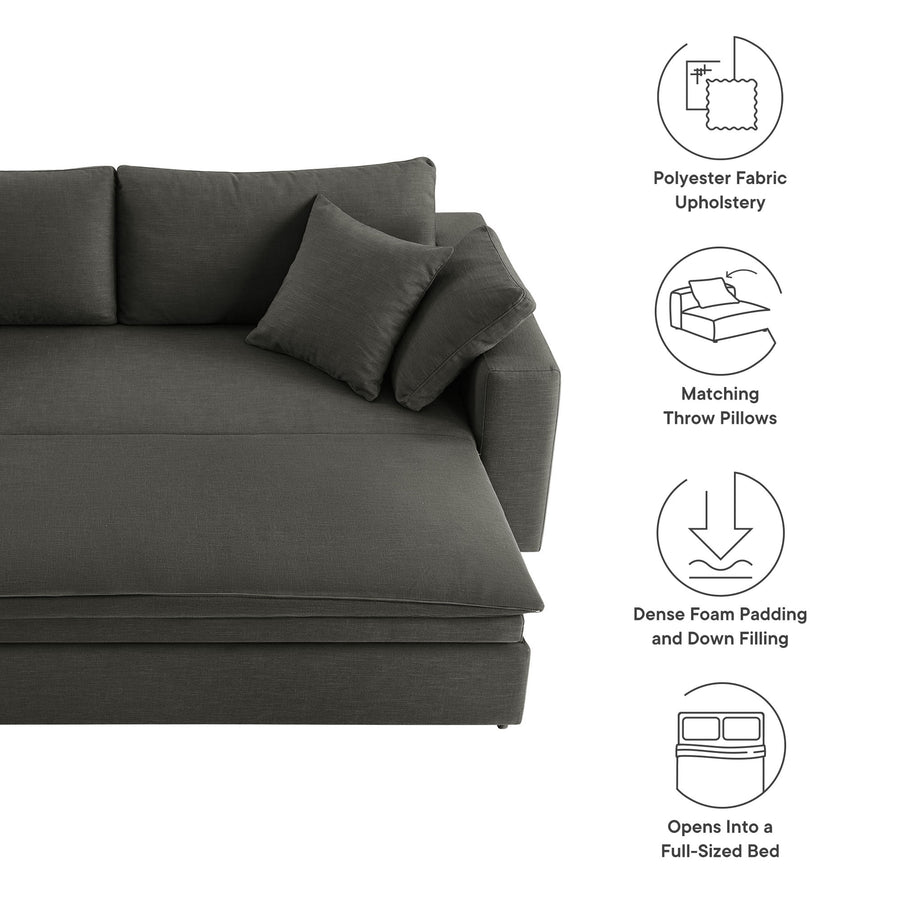 Linden Down Filled Overstuffed Sleeper Sofa in Gray