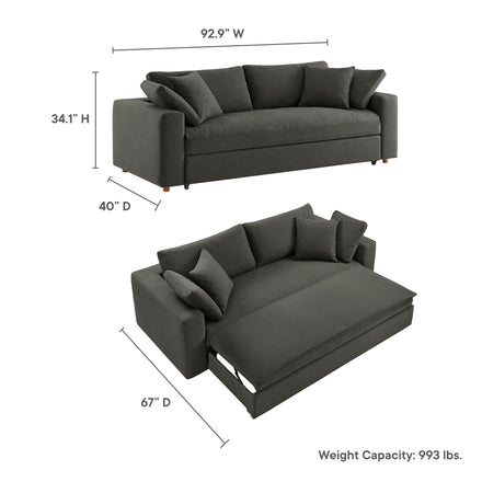 Commix Down Filled Overstuffed Sleeper Sofa in Gray
