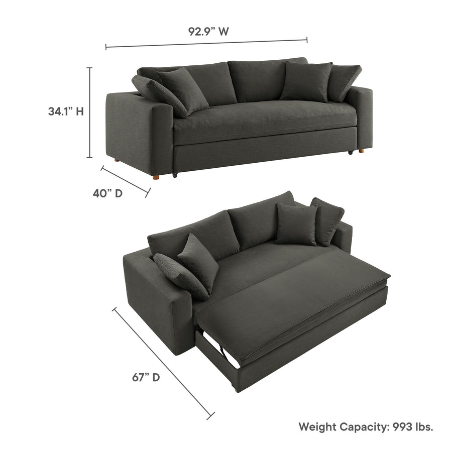 Linden Down Filled Overstuffed Sleeper Sofa in Gray
