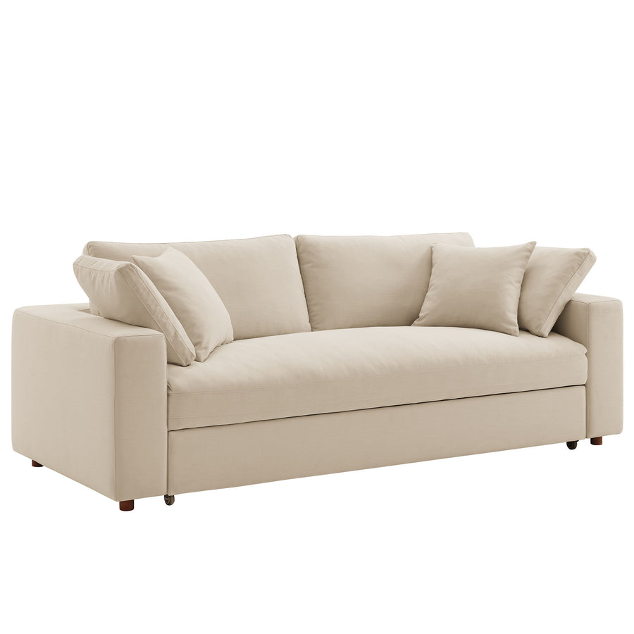 Linden Down Filled Overstuffed Sleeper Sofa in Light Beige